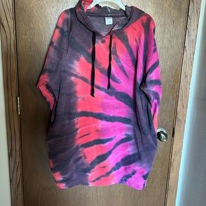 PINK Victoria's Secret Pink and Purple Tie-Dye Hoodie Dress